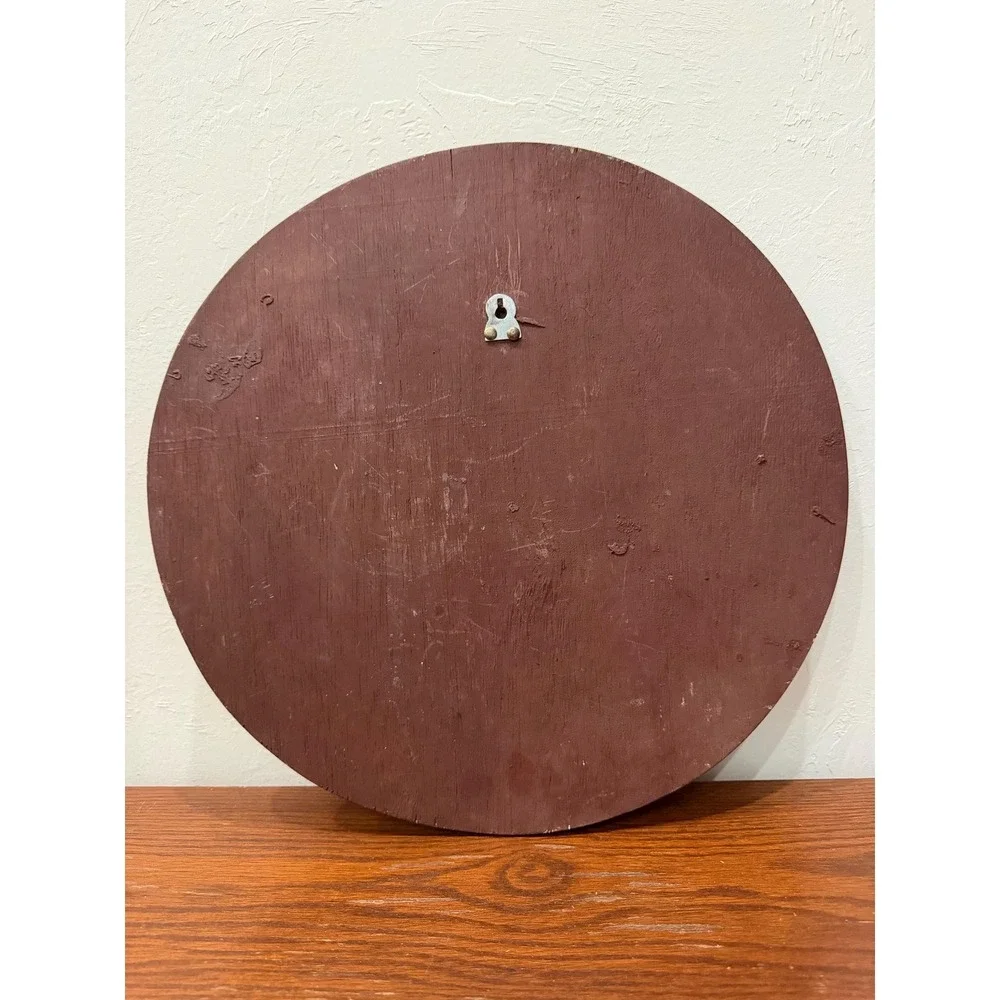 Vintage Indian‎ Taj Mahal Wood Inlay Wall Plaque Round Brass Studded Handmade